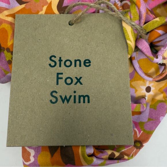 Stone Fox Swim River Bikini Bottom In Retro Pop Adjustable Side Tie Thong Size M - Picture 11 of 14